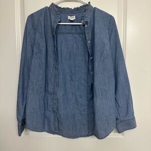 J.Crew XS Chambray Ruffle Collar Button Down Shirt Women’s